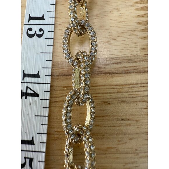 J.Crew Gold-Tone Crystal Link Bracelet 7" Elegant Statement Jewelry - Picture 4 of 10